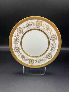 Coalport Lady Anne Bread Plate with Gold Encrusted Bands & Scrolls Bone China